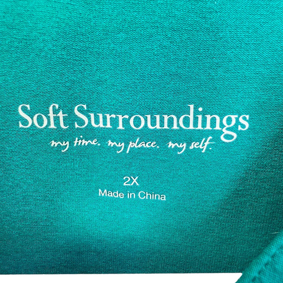 Soft Surroundings Tunic Top Teal Green Size 2X Plus Size Long Sleeve Blouse Top - Picture 2 of 8